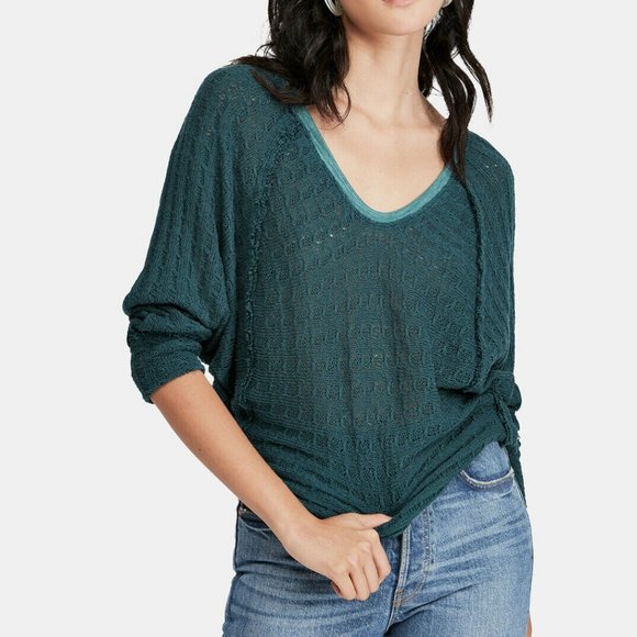 Free People Sweaters - Free People | We the Free Thien's Hacci Teal Sweater Size S